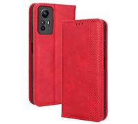HAOYE Coque pour Xiaomi Redmi Note 12 (4G Version), Cuir Etui Premium PU + TPU Housse Folio Flip Case, Cover Portefeuille ave ID Carte de Crédit Slot Fermeture Magnétique, Rouge