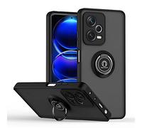 HAOYE Coque pour Xiaomi Redmi Note 12 Pro+ (Plus) avec Rotatif Bague Anneau Support, Etui Translucide Hybride Robuste, Silicone TPU + PC Double Couche Housse. Noir