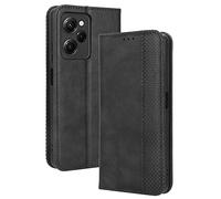 HAOYE Coque pour Xiaomi Redmi Note 12 Pro+ (Plus), Cuir Etui Premium PU + TPU Housse Folio Flip Case, Cover Portefeuille ave ID Carte de Crédit Slot Fermeture Magnétique, Noir