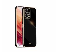 HAOYE Coque pour Xiaomi Redmi Note 12 Pro+ (Plus), Étui 360°Antichoc Galvanoplastie Élégant Flexible Protecteur en TPU Résistant Aux Chocs Housse Case Cover. Noir
