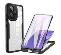 HAOYE Coque pour Xiaomi Redmi Note 13 Pro+ Plus 5G avec Rprotecteur Décran, Etui Transparent Hybride, Protection à 360 Degrés Silicone TPU + PC Double Couche Housse. Noir