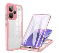 HAOYE Coque pour Xiaomi Redmi Note 13 Pro+ Plus 5G avec Rprotecteur Décran, Etui Transparent Hybride, Protection à 360 Degrés Silicone TPU + PC Double Couche Housse. Rose