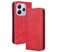 HAOYE Coque pour Xiaomi Redmi Note 14 4G (Not for 5G), Cuir Etui Premium PU + TPU Housse Folio Flip Case, Cover Portefeuille ave ID Carte de Crédit Slot Fermeture Magnétique, Rouge