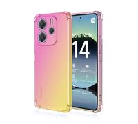 HAOYE Coque pour Xiaomi Redmi Note 14 4G (Not for 5G), Étui en Gradient Color TPU Case Cover, Coins Renforcés Housse de Protecteur Transparente Antichoc Souple Silicone Bumper (Rose/Or)