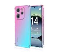 HAOYE Coque pour Xiaomi Redmi Note 14 4G (Not for 5G), Étui en Gradient Color TPU Case Cover, Coins Renforcés Housse de Protecteur Transparente Antichoc Souple Silicone Bumper (Rose/Vert)