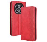 HAOYE Coque pour Xiaomi Redmi Note 14 Pro 4G, Cuir Etui Premium PU + TPU Housse Folio Flip Case, Cover Portefeuille ave ID Carte de Crédit Slot Fermeture Magnétique, Rouge