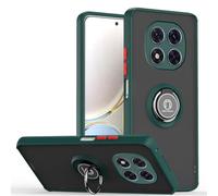 HAOYE Coque pour Xiaomi Redmi Note 14 Pro 5G / POCO X7 5G avec Rotatif Bague Anneau Support, Etui Translucide Hybride Robuste, Silicone TPU + PC Double Couche Housse. Vert foncé