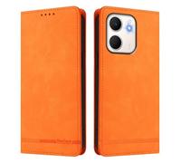 HAOYE Étui Portefeuille en Cuir Luxe pour Oppo A5X 4G / 5G - Coque Flip Magnétique Anti-RFID avec Support Intégré & Protection Bumper Anti-Chocs - Orange