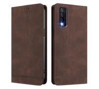 HAOYE Étui Portefeuille en Cuir Luxe pour Vivo Y20 / Y20S / Y11S / Y12s - Coque Flip Magnétique Anti-RFID avec Support Intégré & Protection Bumper Anti-Chocs - Marron