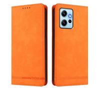 HAOYE Étui Portefeuille en Cuir Luxe pour Xiaomi Redmi Note 12 4G - Coque Flip Magnétique Anti-RFID avec Support Intégré & Protection Bumper Anti-Chocs - Orange