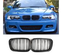 Haoyijiahui Calandre noire E46 pour Grille BMW Série 3 E46 2D 1998-2001 PRE Facelift Calandre sport brillant noir double pont(ne convient pas pour 4 portes)(For 3er E46 2D 1998-2001 PRE)