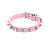 haoyueer Collier en cuir clouté à pointes pour chien et chat de petite et moyenne taille (M, rose)