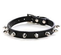 haoyueer Collier en cuir clouté à pointes pour chien et chat de petite et moyenne taille (XS, noir)