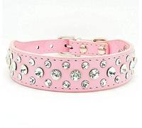 haoyueer Collier en Cuir synthétique avec Strass pour Chien ou Chat, Taille XL, Rose