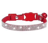 haoyueer Collier en strass pour chien et chat avec clochette - Collier pour chiot et chiot - Collier en velours doux - Collier pour fille (rouge)
