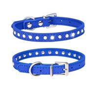 haoyueer Collier fantaisie en daim avec 1 rangée de strass pour petit animal de compagnie (M, bleu foncé)