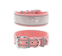 haoyueer Collier pour Chien avec Strass, éblouissant en Daim Doux et étincelant, Collier réfléchissant pour Chiens de Taille Moyenne et Grande (Taille S : 30,5 à 38,1 cm, Rose)
