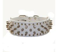 haoyueer Collier pour chien en similicuir clouté à pointes pour chiens de taille moyenne et grande taille Pit Bull Mastiff Bully Boxer (L, blanc)