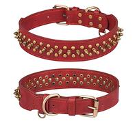 haoyueer Collier réglable à pointes pour chien en cuir PU souple avec rivets cloutés pour chiot et chat (taille M, rouge)