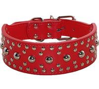 haoyueer Collier unisexe en cuir clouté pour chien de taille moyenne et grande pour Pitbull Doberman Tailles M L Rouge