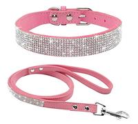 Haoyueer Ensemble combinaison collier et laisse en daim souple avec strass pour animal domestique (rose, taille XXS)