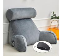 HAOYUES Coussin de Lecture Multifonction pour Lit,Oreillers De Soutien Dorsal avec Bras,Livré avec Amovible Oreiller Cervical,Coussin de Dossier Détachable pour Lecture et Relaxation