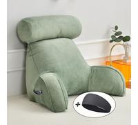 HAOYUES Coussin de Lecture Multifonction pour Lit,Oreillers De Soutien Dorsal avec Bras,Livré avec Amovible Oreiller Cervical,Coussin de Dossier Détachable pour Lecture et Relaxation