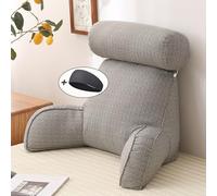 HAOYUES Oreiller De Lecture avec Accoudoirs,Coussin Support Lombaire,Grand Lit Dossier Coussin avec Repose Nuque,Oreiller de Repos au Lit,Idéal pour Travailler,Lire,et Jouer