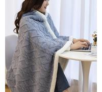 HAOYUES Poncho Femme Polaire Hiver Couverture Châle Portable Chaud Écharpe Sherpa Polaire Cape Épaissie Unisex Cardigan en Flanelle avec Boutons Cadeau de Noël (90×140 cm,Bleu)