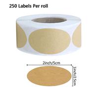 Haoyull 100 pcs/rouleau ovales en papier kraft vide étiquettes faites à la main autocollants pour sceller étiquettes cadeaux décorations de pot Die Cuts Mots de foi