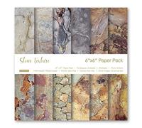 Haoyull Lot de 24 blocs de papier pour scrapbooking - Motif pierre vintage - Sans acide - Pour la fabrication de cartes et la décoration - 6 feuilles de fond faites à la main - Texture pierre - Pour