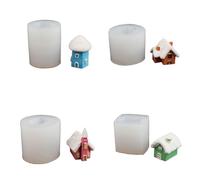 Haoyull Lot de 4 moules en silicone en forme de cabane 3D - Moules de cuisson faits à la main - Décorations d'intérieur - 4 moules en silicone pour petite maison - Moules en silicone pour bricolage