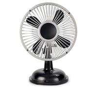 Haoyull Mini ventilateur oscillant rétro à 2 vitesses USB/AA - Ventilateur de bureau - 14 cm - Pour bureau, dortoir, table, petite chambre à coucher, maison - Noir