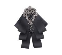 Haoyull Nœud papillon en soie pour homme et femme avec strass en cristal - Broche vintage pré-nouée