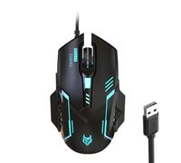 Haoyull Souris filaire rétroéclairée à LED avec câble USB 3600 DPI ergonomique portable pour ordinateur portable