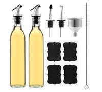 HAOYULUO Lot de 2 Bouteille Huile, 500 ml Bouteille Huile olive bec verseur, Distributeur huile avec entonnoir, Adapté à la cuisine, au Barbecue et à d'autres Activités de pique-nique en plein air