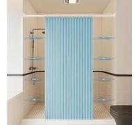 Haoyunll Aimant Rideau de Douche Pliable Magnétique, Bleu, 80x200cm | Tissu Imperméable Anti-moisissure Rideaux de Douche Accordéon Plissés Lavables avec Crochet, 220g/m²