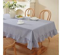 Haoyunll Nappe Rectangulaire Plaid Volants, Carreaux Bleus, 120x160cm