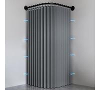 Haoyunll Rideau de Douche Anti Moisissure Pliable, Imperméable Rideau de Douche d'angle en Tissu Lavable, Aimant Rideaux de Douche avec Crochet pour Salle de Bain, 150g/m², Gris, 120x200cm