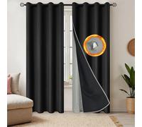 Haoyunll Rideau Occultant Thermique 3 Couches 1 Panneau, Doublure Matelassée Amovible pour Personnes Travailant de Nuit Chambre Salon, Noir, 132cmx213cm