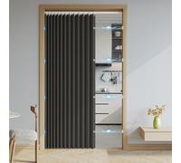 Haoyunll Rideaux Occultants Magnétique Isolant, Anti Froid et Chaleur, Rideaux Accordéon Invisibles pour Porte D'entrée, Salon, Placard, Chambre, 220 G/M², Noir, 120x200cm