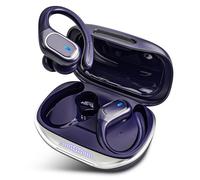 HAOYUYAN Écouteurs sans fil Bluetooth 80 heures de lecture - Écouteurs de sport étanches IPX7 - Étui de chargement sans fil - Crochets d'oreille - Violet fantôme
