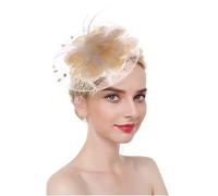 haozaikeji Bibi pour femme en maille avec plumes et fleurs,Style victorien,Bordeaux,Pour course à thé, mariage, église, funérailles, St Patrick, ivoire, taille unique