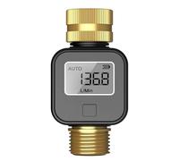 Haozee -Water Meter with Brass Head Inlet and Outlet, Measures Gallon/Litre Consumption and Flow Rate for Filling RV Water Tanks, Watering Outdoor Garden Hoses, Lawn