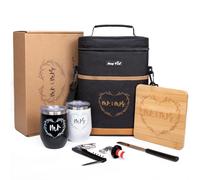 Hap Tim Cadeau de Mariage pour Les Couples, Cadeaux de fête prénuptiale, Cadeaux de fiançailles pour Jeunes mariés, Cadeaux Mr et Mrs - Sac Isotherme de Transport de vin avec gobelets, Borad au