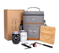 Hap Tim Cadeaux de mariage pour couples, cadeaux de fête prénuptiale, cadeaux de fiançailles pour jeunes mariés, cadeaux de Mr et Mrs - Sac isotherme pour transporter le vin avec gobelets, Borad au