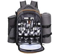 Hap Tim Sac à Dos de Pique-Nique isolé pour 4 Personnes avec Sac isolé étanche, Porte-Bouteilles, Couverture Polaire, Set de Couverts, adapté à la Plage, la randonnée, Le Camping.