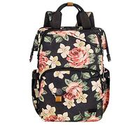 Hap Tim Sac à dos pour ordinateur portable 15,6/14/13,3" - Sac à dos de voyage pour femme/homme - Étanche - Grande capacité - Pour l'école, les voyages, les affaires (7651EU), Black Flora, L, Qualité