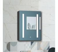 HAPAOSO Armoire Murale de Salle de Bain avec Miroir 3 Couleurset Rangement, 70x50 cm, Anthracite - Étagère Réglable，Design Moderne