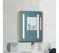HAPAOSO Armoire Murale de Salle de Bain avec Miroir 3 Couleurset Rangement, 70x50 cm, Chêne - Étagère Réglable，Design Moderne